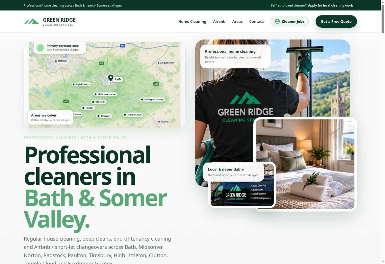 Actual Green Ridge Services homepage, captured from the live website